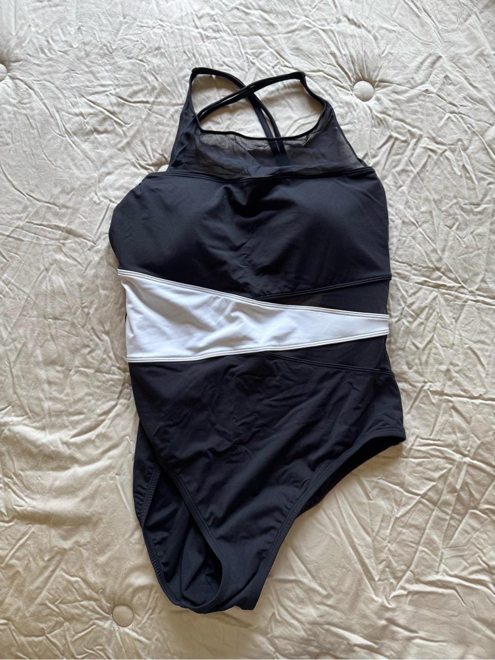 Bleu Rod Beattie Black and White Cross-Back One-Piece Swimsuit